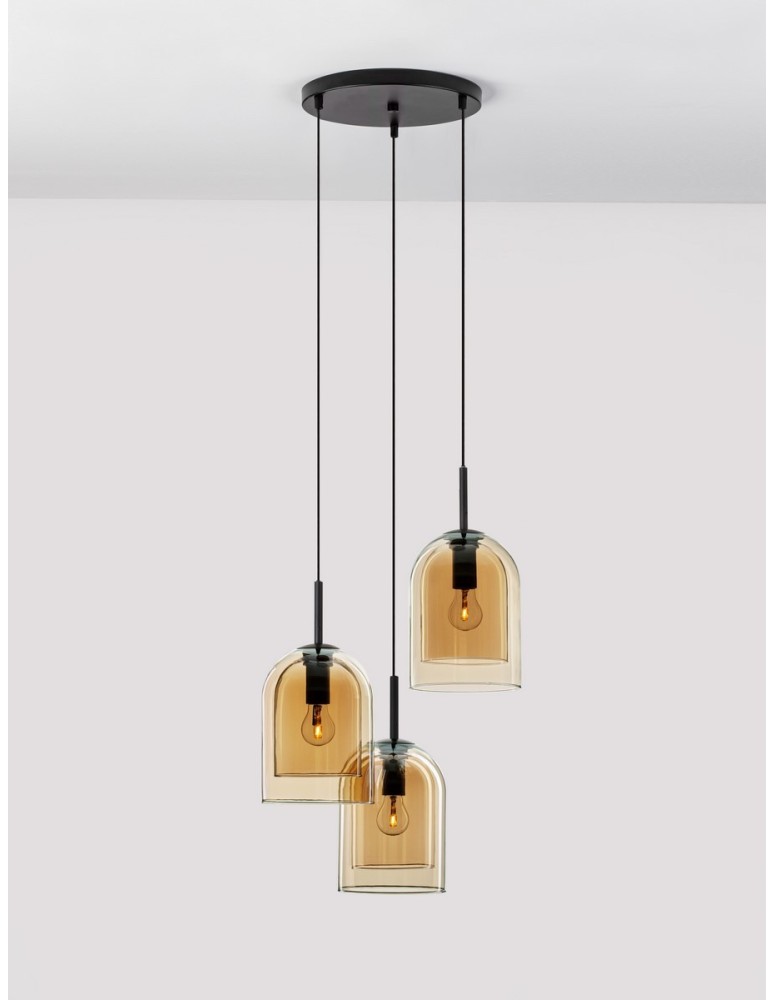 Pendant lamps - Luces Exclusivas BONAO Pendant Modern Black 3xΕ27 max 12W LE42643 - product kolory-swiatla.pl 3