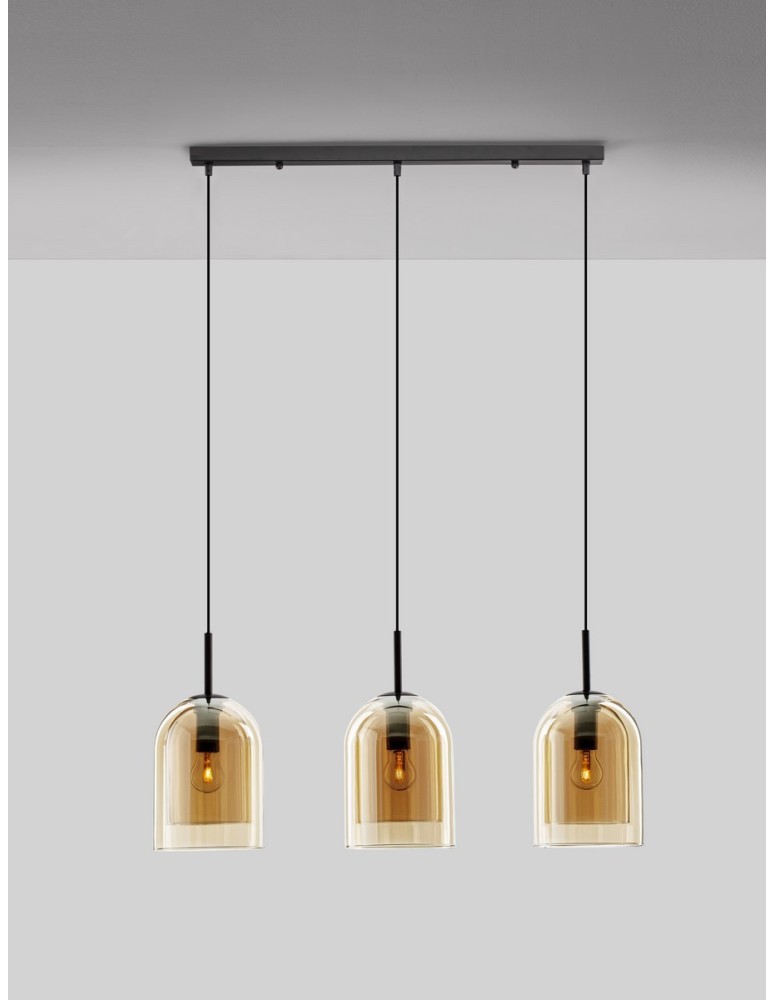 Pendant lamps - Luces Exclusivas BONAO Pendant Modern Black 3xΕ27 max 12W LE42644 - product kolory-swiatla.pl 2