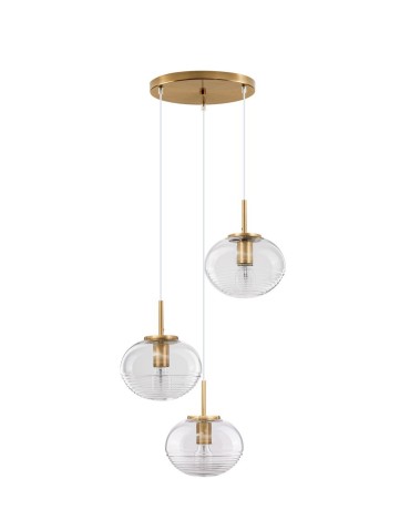 Luces Exclusivas HAINA Pendant Modern gold and gold shades 3xΕ27 max 12W LE42646