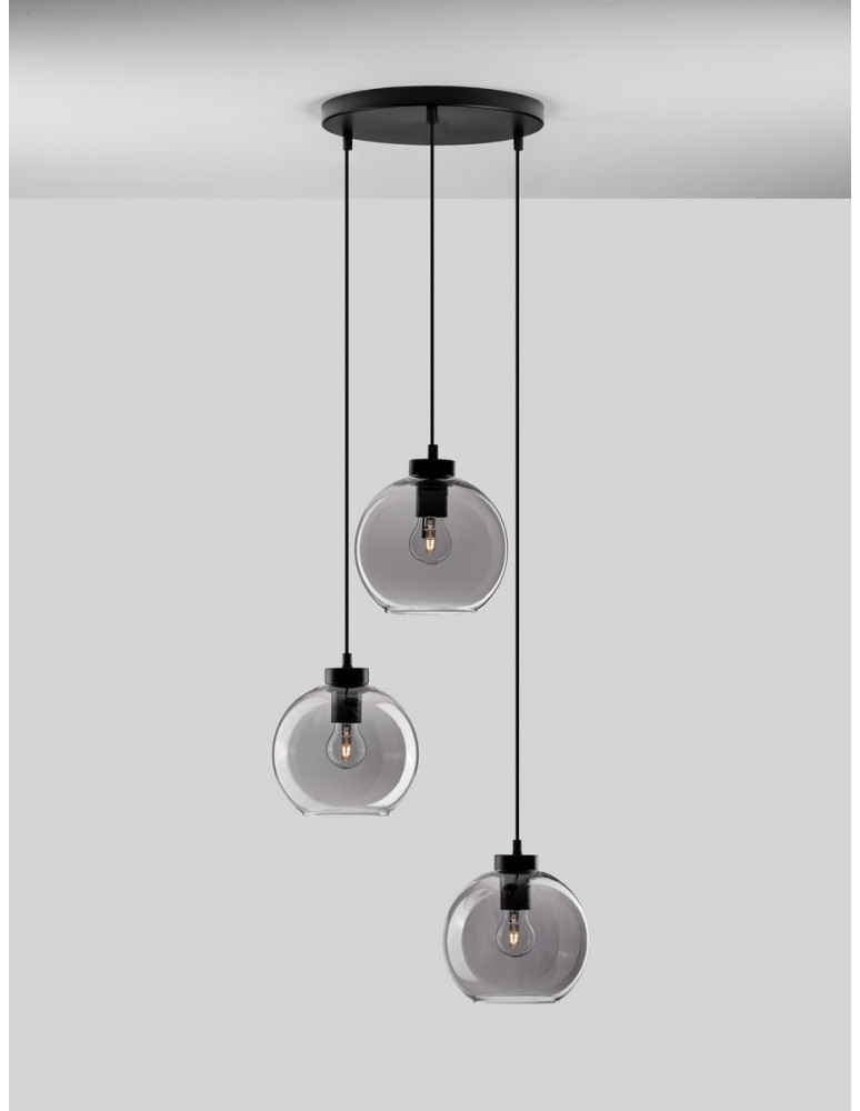 Pendant lamps - Luces Exclusivas REPOS Pendant Modern Black 3xΕ27 max 12W LE42650 - product kolory-swiatla.pl 3