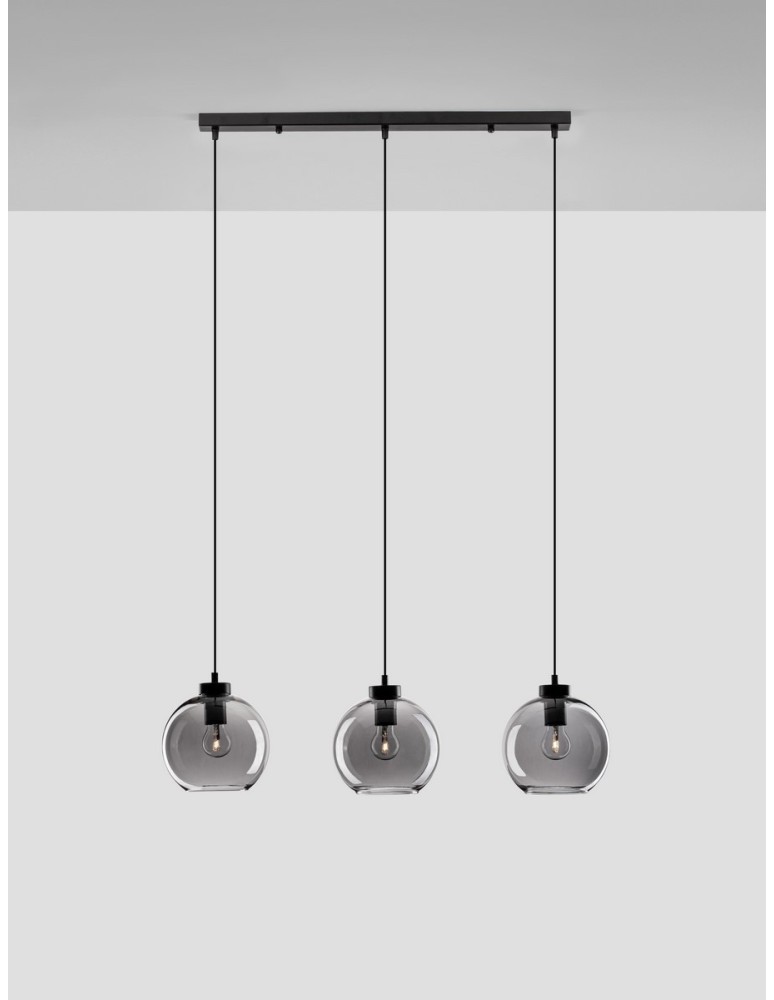 Pendant lamps - Luces Exclusivas REPOS Pendant Modern Black 3xΕ27 max 12W LE42651 - product kolory-swiatla.pl 3