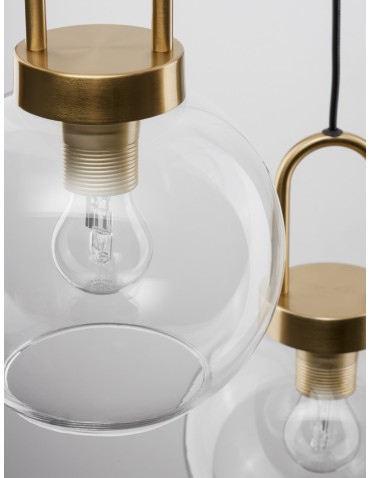 Luces Exclusivas BANES Pendant Modern gold and gold shades 3xΕ27 max 12W LE42655 - product 2