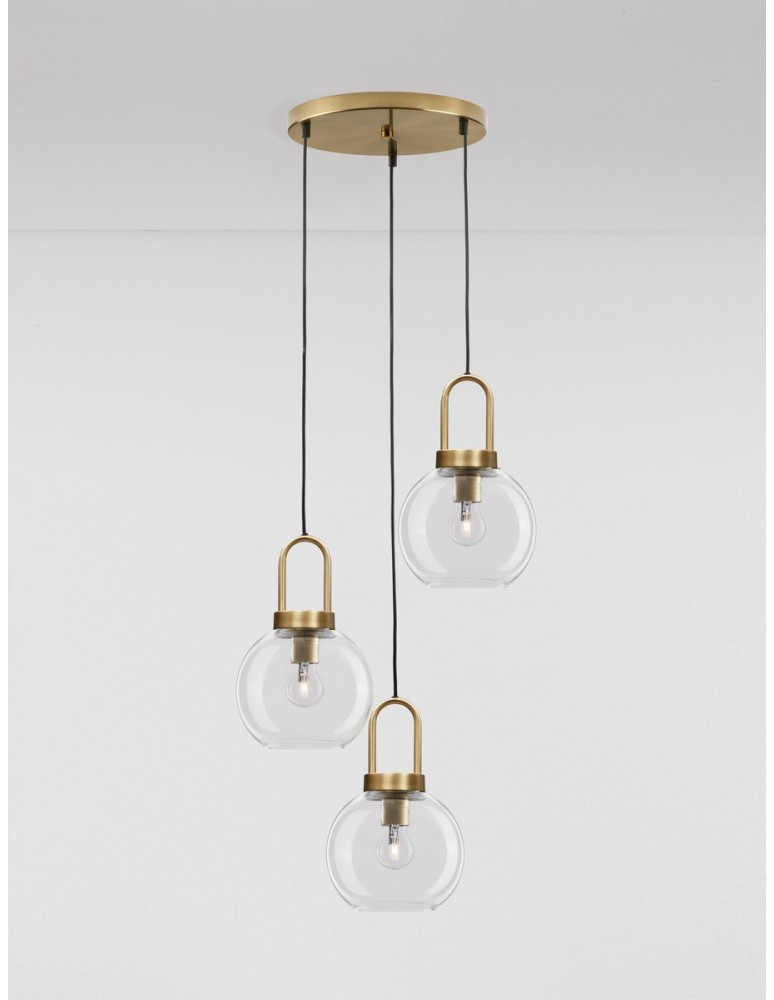 Pendant lamps - Luces Exclusivas BANES Pendant Modern gold and gold shades 3xΕ27 max 12W LE42655 - product kolory-swiatla.pl 3