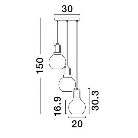 Luces Exclusivas BANES Wisząca Nowoczesna złoty i odcienie złota 3xΕ27 max 12W LE42655