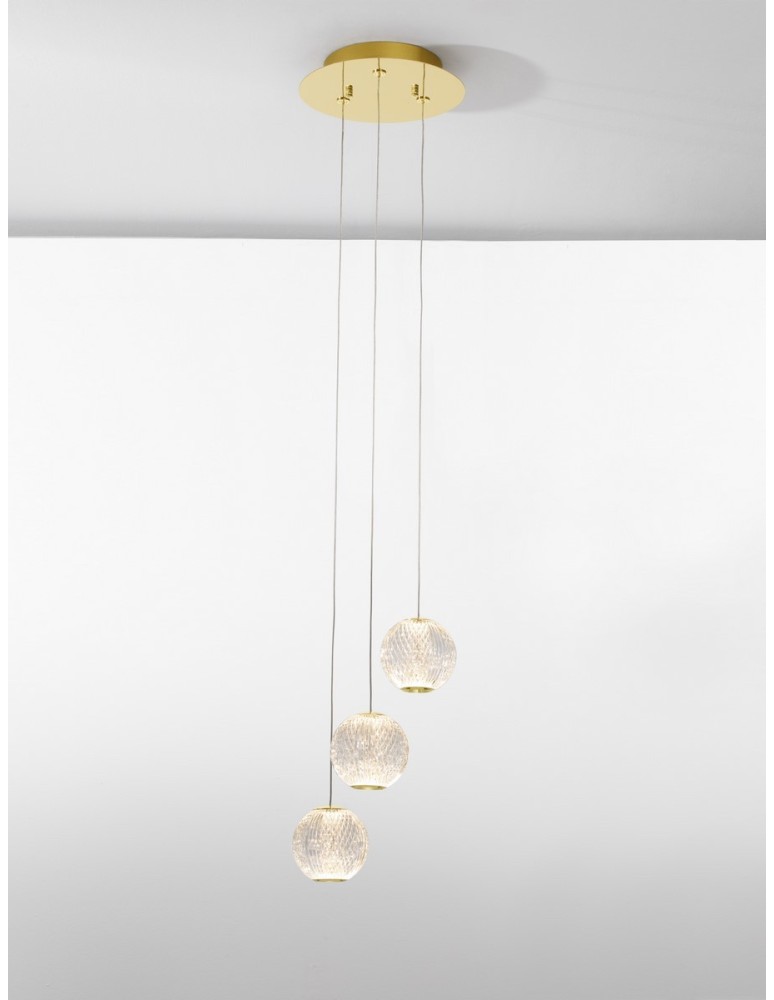 Pendant lamps - Luces Exclusivas CANA Pendant Modern gold and gold shades 1xLED max 15W 3200K LE42692 - product kolory-swiatla.pl 3