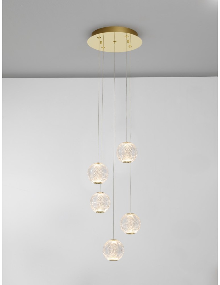 Pendant lamps - Luces Exclusivas CANA Pendant Modern gold and gold shades 1xLED max 21W 3200K LE42693 - product kolory-swiatla.pl 3