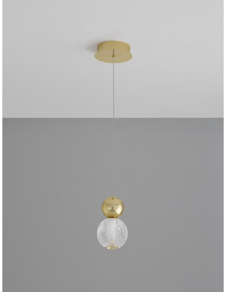 Pendant lamps - Luces Exclusivas PONCE Pendant Modern gold and gold shades 1xLED max 4W 3200K LE42698 - product kolory-swiatla.pl 2