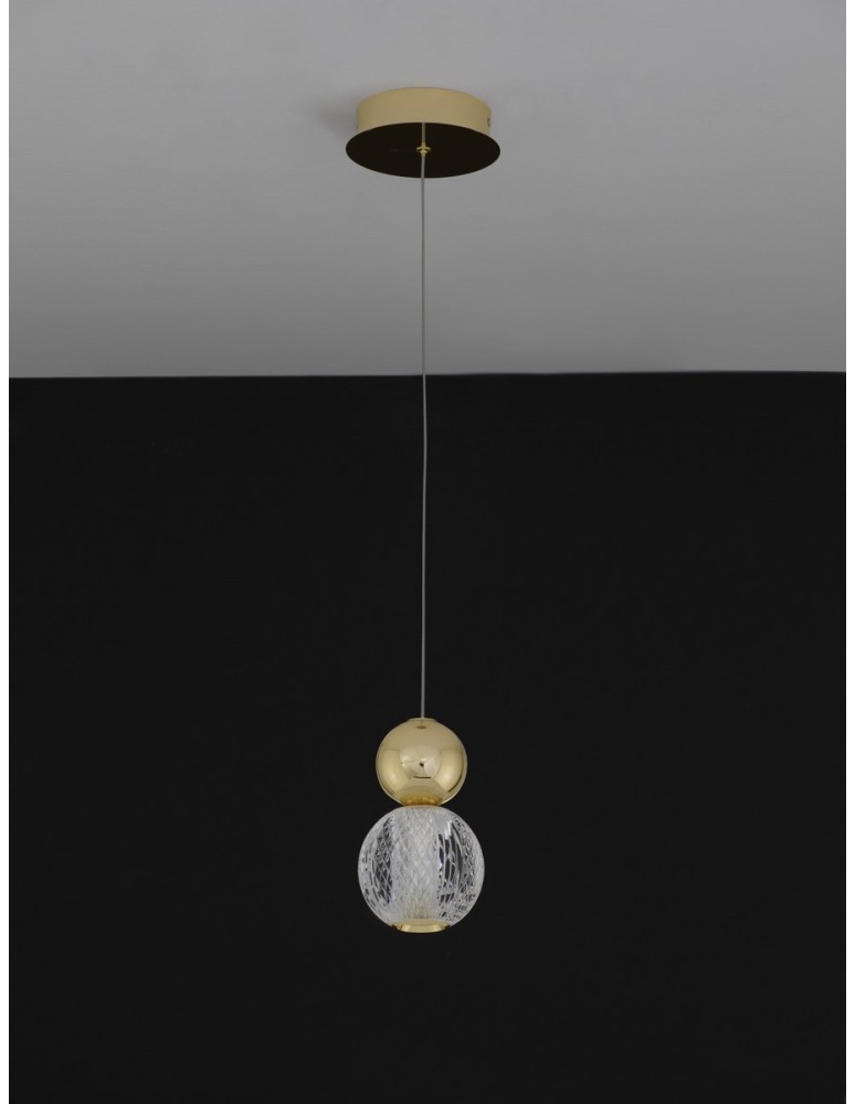 Pendant lamps - Luces Exclusivas PONCE Pendant Modern gold and gold shades 1xLED max 4W 3200K LE42698 - product kolory-swiatla.pl 3