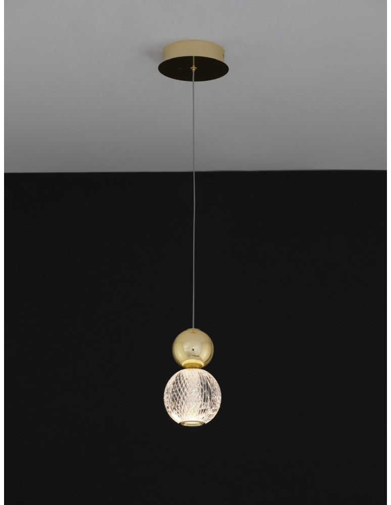 Pendant lamps - Luces Exclusivas PONCE Pendant Modern gold and gold shades 1xLED max 4W 3200K LE42698 - product kolory-swiatla.pl 4