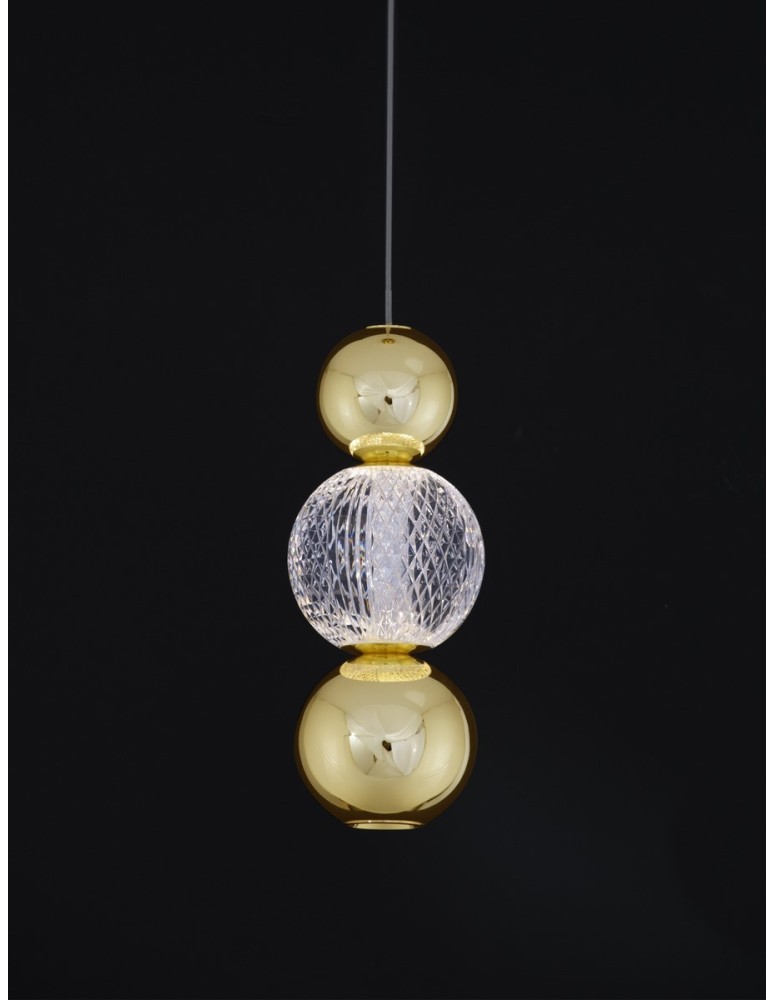 Pendant lamps - Luces Exclusivas PONCE Pendant Modern gold and gold shades 1xLED max 6W 3200K LE42699 - product kolory-swiatla.pl 2
