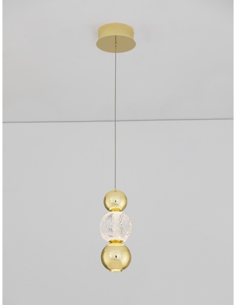 Pendant lamps - Luces Exclusivas PONCE Pendant Modern gold and gold shades 1xLED max 6W 3200K LE42699 - product kolory-swiatla.pl 3
