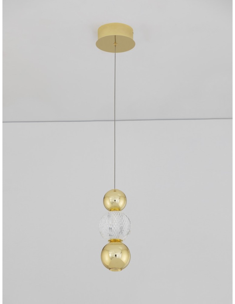 Pendant lamps - Luces Exclusivas PONCE Pendant Modern gold and gold shades 1xLED max 6W 3200K LE42699 - product kolory-swiatla.pl 4