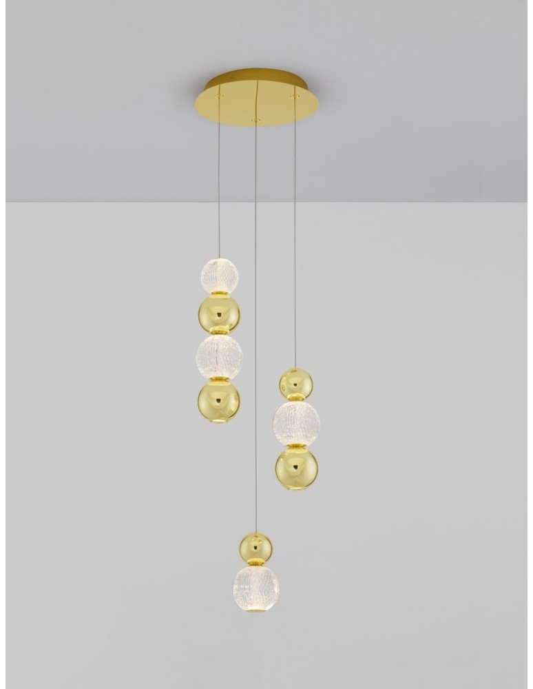 Pendant lamps - Luces Exclusivas PONCE Pendant Modern gold and gold shades 1xLED max 18W 3200K LE42700 - product kolory-swiatla.pl 2