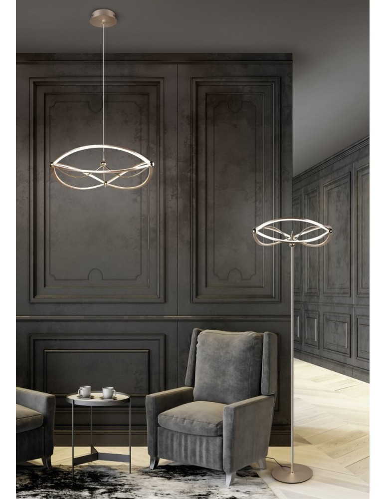 Pendant lamps - Trio CHARIVARI Modern Pendant 1xLED max 42W 3000K Brass Mat 321210108 - product kolory-swiatla.pl 2