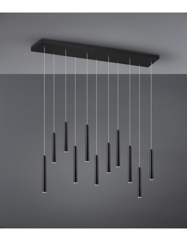 Lampy wiszące - Trio TUBULAR Wisząca Nowoczesna 11xLED max 2W 3000K Czarny Mat 321611132 - produkt kolory-swiatla.pl 3