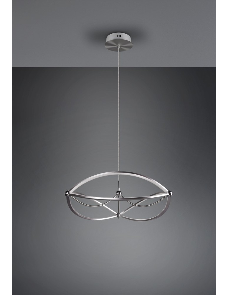 Pendant lamps - Trio CHARIVARI Modern Pendant 1xLED max 42W 3000K Nickel Mat 321210107 - product kolory-swiatla.pl 3
