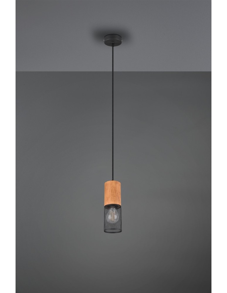 Single pendant lamps - Trio TOSH Modern Pendant 1xE27 max 40W Black Matte 304300132 - product kolory-swiatla.pl 2