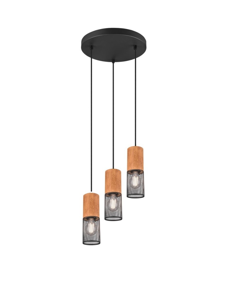 Triple pendant lamps - Trio TOSH Pendant Modern 3xE27 max 40W Black Matte 304330332 - product kolory-swiatla.pl 1