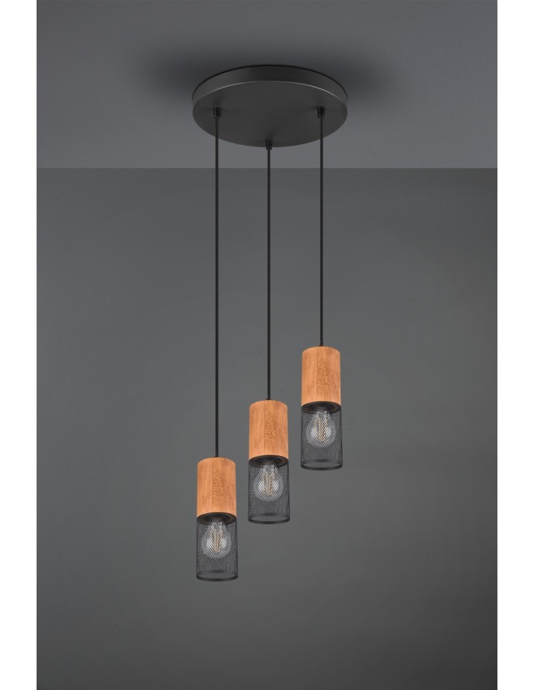 Triple pendant lamps - Trio TOSH Pendant Modern 3xE27 max 40W Black Matte 304330332 - product kolory-swiatla.pl 3