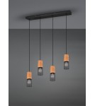 Pendant lamps on a strip - Trio TOSH Pendant Modern 4xE27 max 40W Black Matte 304300432 - product 3