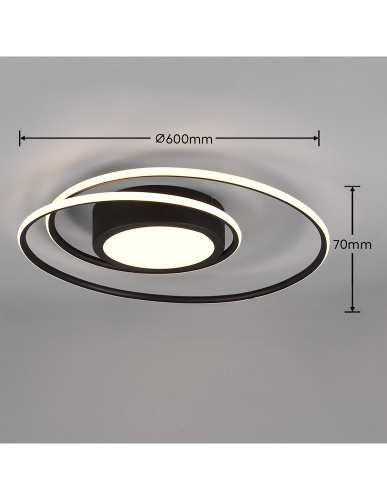 LED ceiling lamps - Trio YAVA Modern Ceiling 1xLED max 56W 2700-6000K Black Matte 672310232 - product kolory-swiatla.pl 3