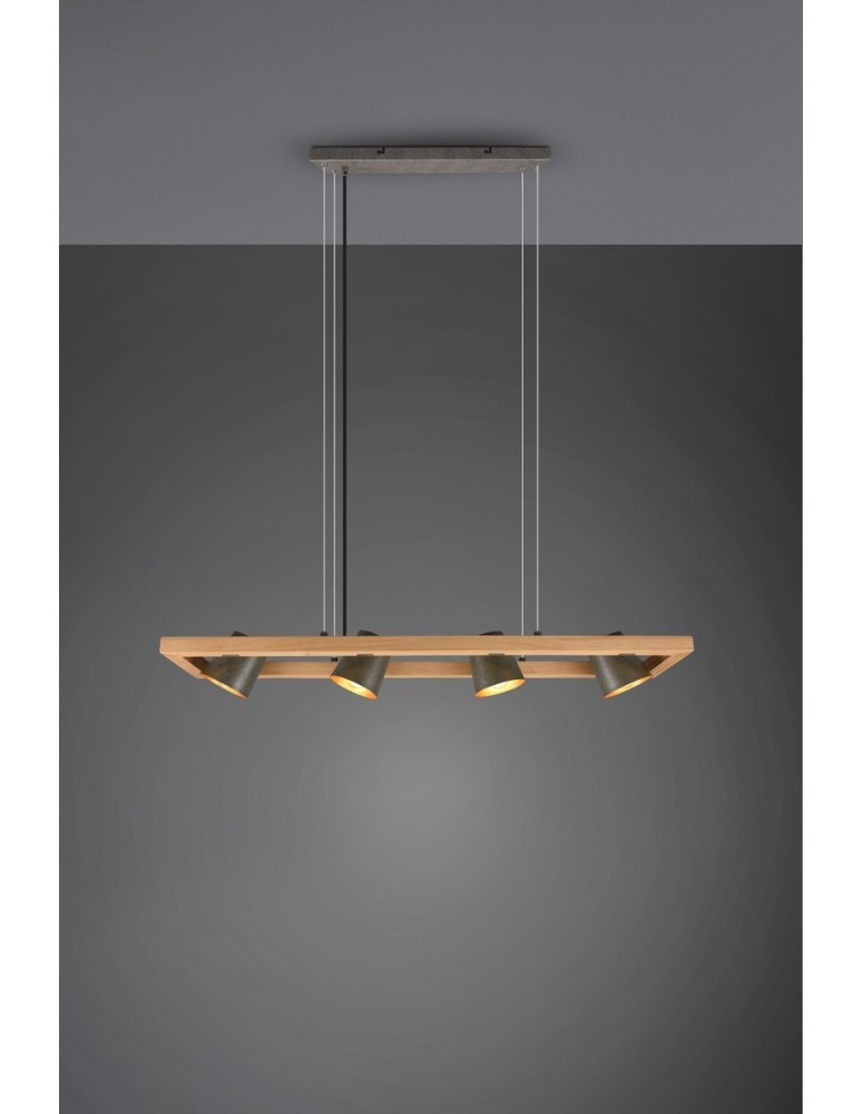 Pendant lamps on a strip - Trio BELL Pendant Modern 4xE14 max 25W Antique Nickel 301900467 - product kolory-swiatla.pl 5