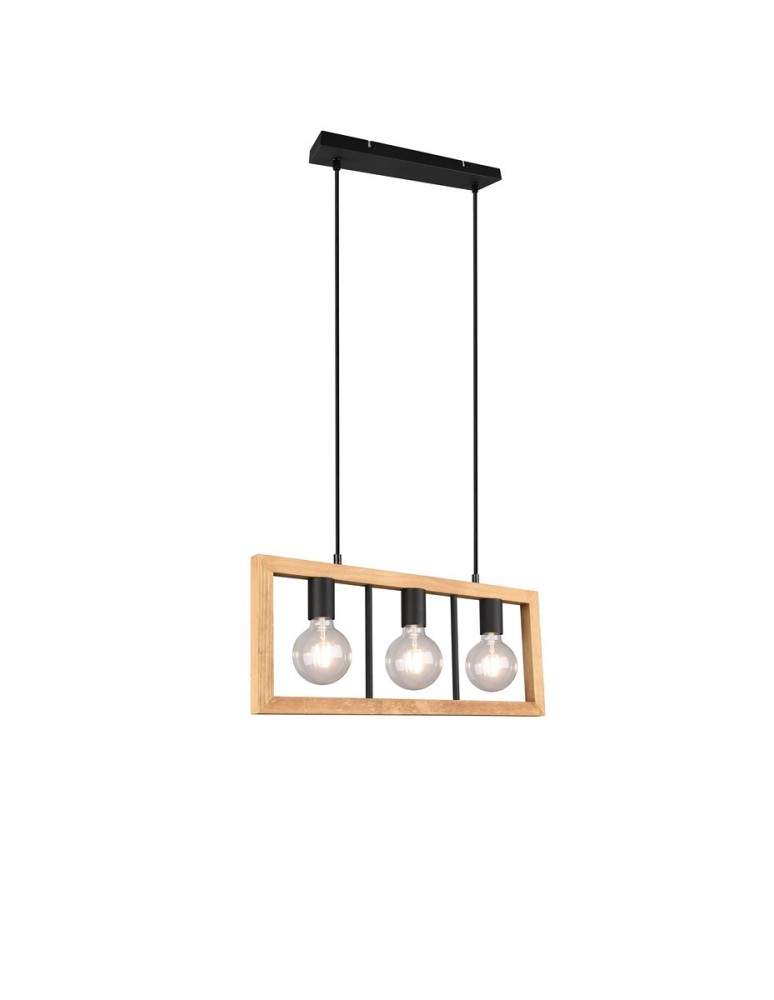 Pendant lamps on a strip - Trio AGRA Modern Pendant 3xE27 max 10W Black Matte 313800332 - product kolory-swiatla.pl 1
