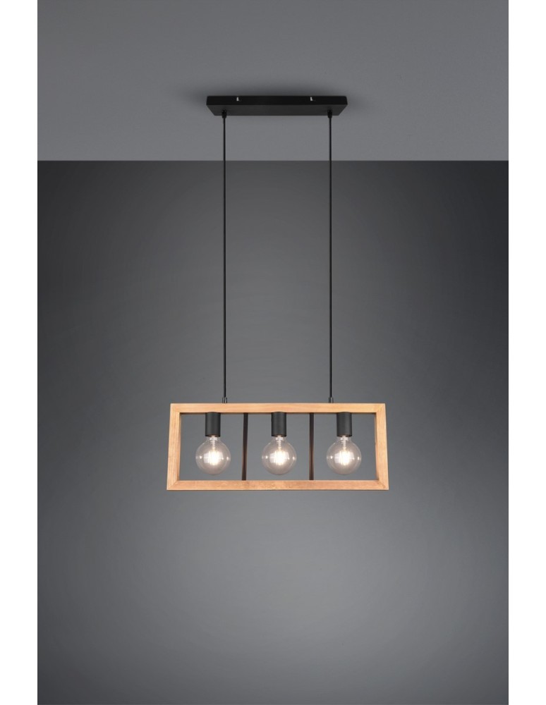 Pendant lamps on a strip - Trio AGRA Modern Pendant 3xE27 max 10W Black Matte 313800332 - product kolory-swiatla.pl 2