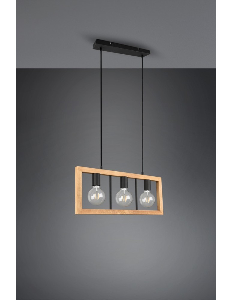 Pendant lamps on a strip - Trio AGRA Modern Pendant 3xE27 max 10W Black Matte 313800332 - product kolory-swiatla.pl 5