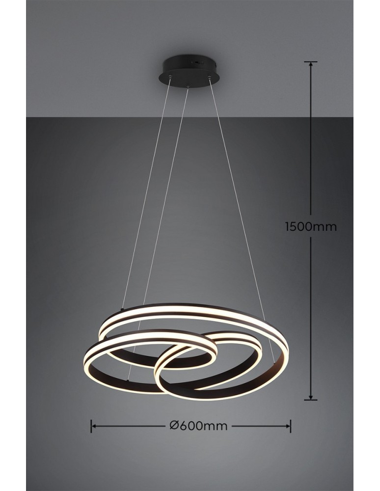 Lampy wiszące - Trio YARA Wisząca Nowoczesna 1xLED max 58W 2300+3000+4000K Czarny Mat 326210132 - produkt kolory-swiatla.pl 4