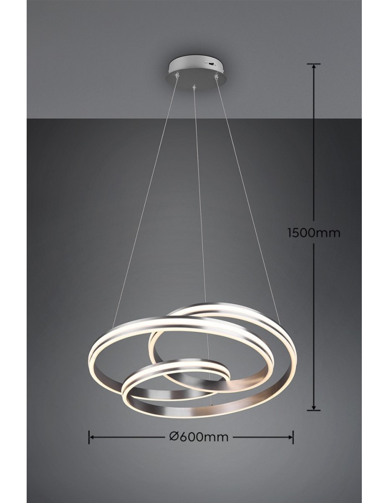 Lampy wiszące - Trio YARA Wisząca Nowoczesna 1xLED max 60W 2300+3000+4000K Nikiel Mat 326210107 - produkt kolory-swiatla.pl 4