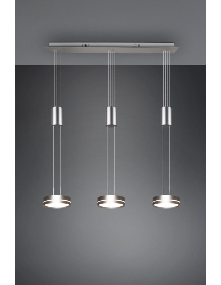 Trio FRANKLIN Wisząca Nowoczesna 3xLED max 9W 3000K Nikiel Mat 326510307