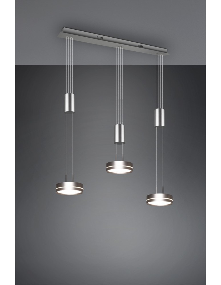 Trio FRANKLIN Wisząca Nowoczesna 3xLED max 9W 3000K Nikiel Mat 326510307