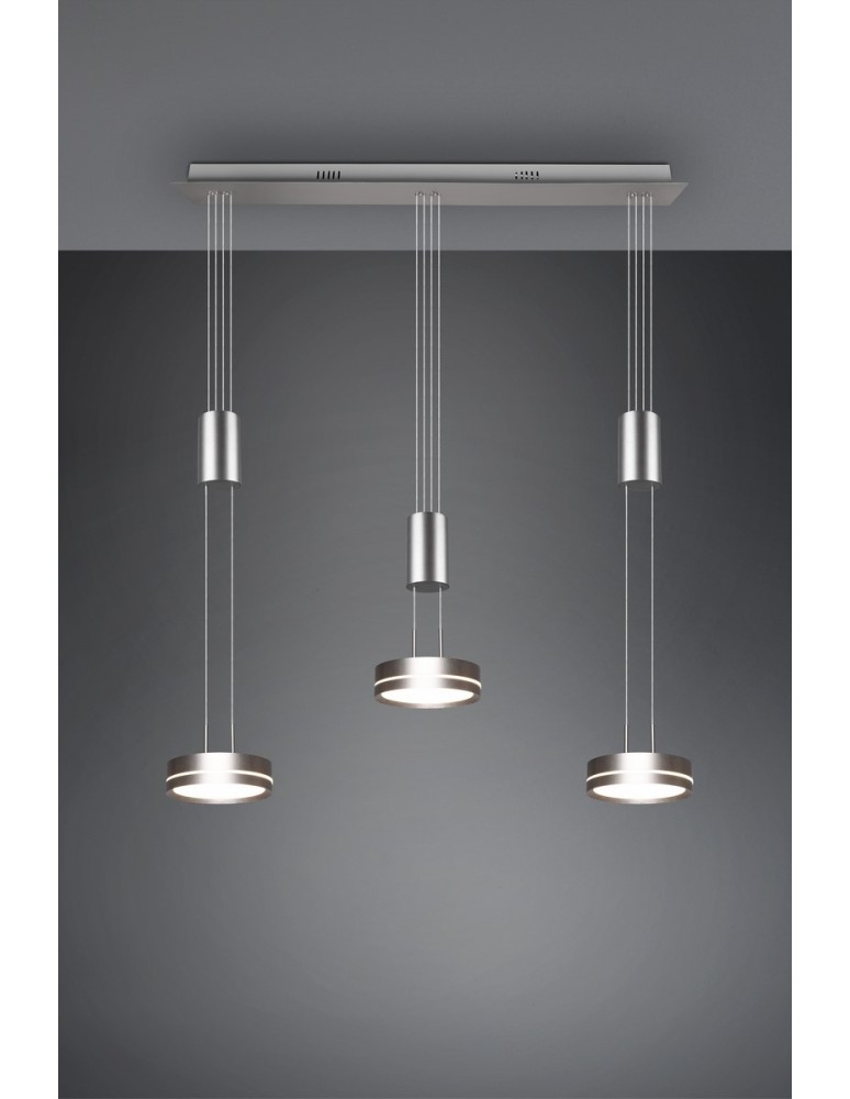 Trio FRANKLIN Wisząca Nowoczesna 3xLED max 9W 3000K Nikiel Mat 326510307