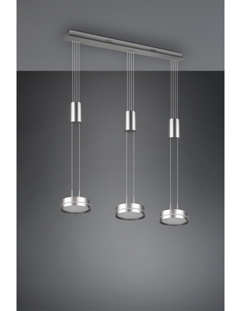 Trio FRANKLIN Wisząca Nowoczesna 3xLED max 9W 3000K Nikiel Mat 326510307