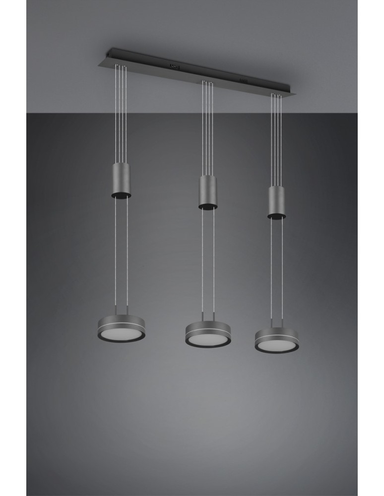 Lampy wiszące - Trio FRANKLIN Wisząca Nowoczesna 3xLED max 9W 3000K Antracyt 326510342 - produkt kolory-swiatla.pl 5