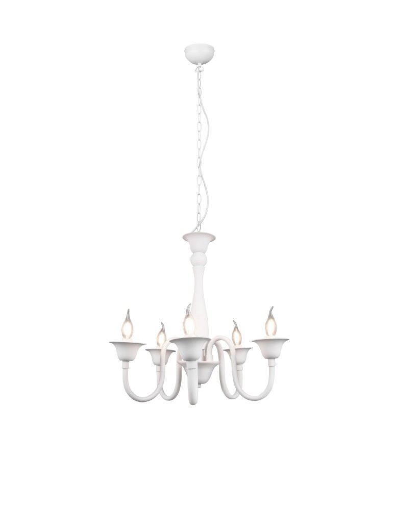Chandelier chandeliers - Trio ELSA Pendant Classic 5xE14 max 40W White Matte 112900531 - product kolory-swiatla.pl 1