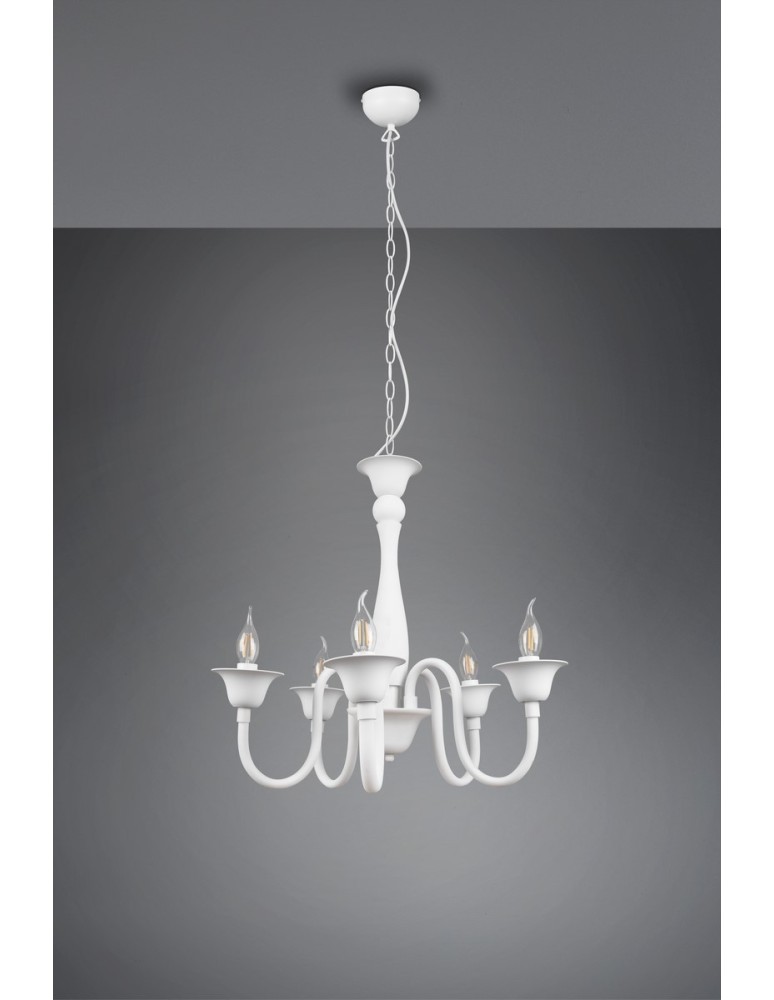 Chandelier chandeliers - Trio ELSA Pendant Classic 5xE14 max 40W White Matte 112900531 - product kolory-swiatla.pl 4
