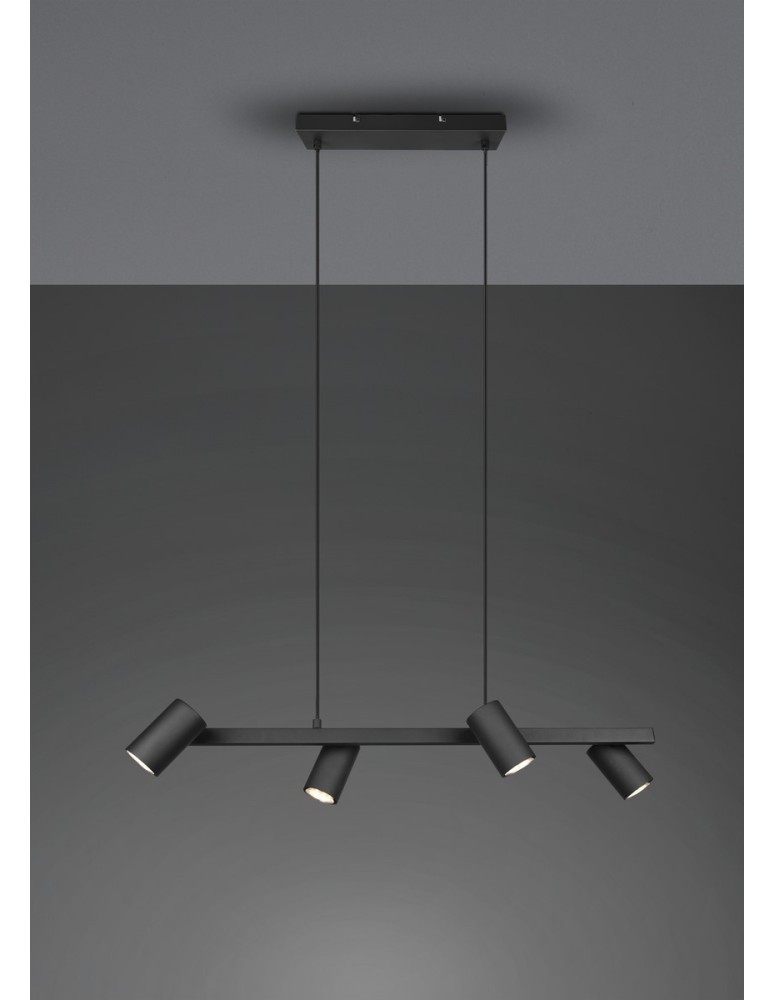 Pendant lamps over the island - Trio MARLEY Modern Pendant 4xGU10 max 35W Black Matte 302400432 - product kolory-swiatla.pl 2