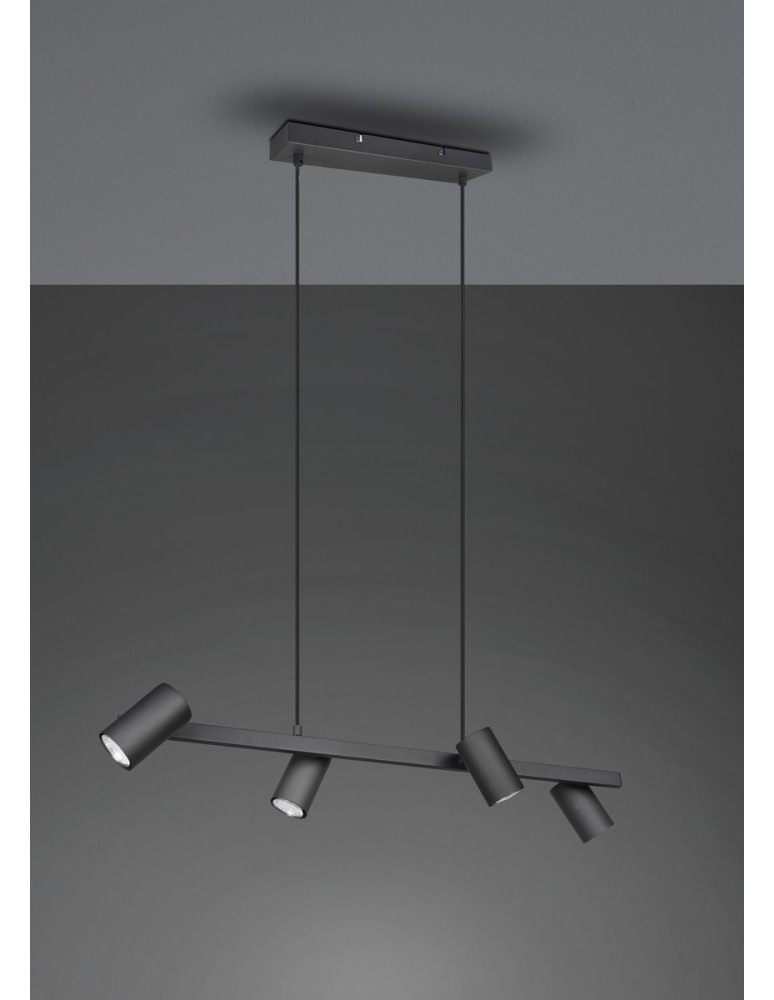 Pendant lamps over the island - Trio MARLEY Modern Pendant 4xGU10 max 35W Black Matte 302400432 - product kolory-swiatla.pl 5