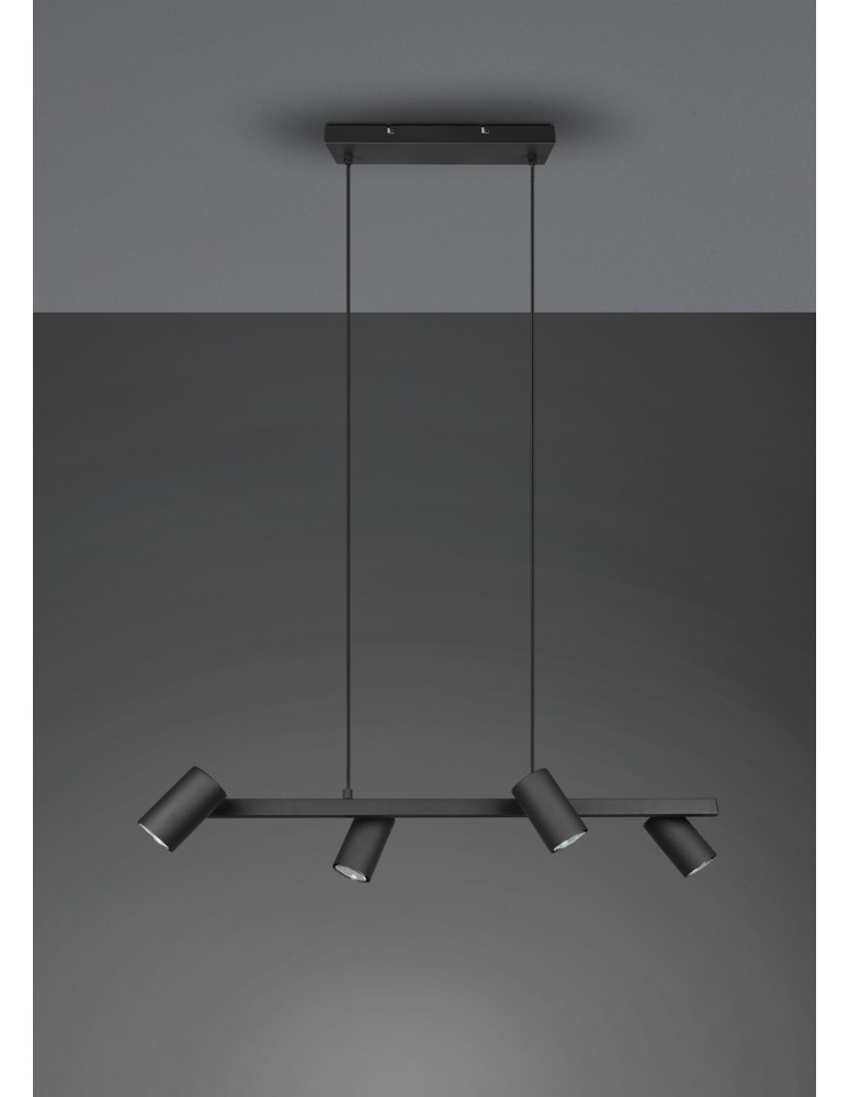 Pendant lamps over the island - Trio MARLEY Modern Pendant 4xGU10 max 35W Black Matte 302400432 - product kolory-swiatla.pl 6