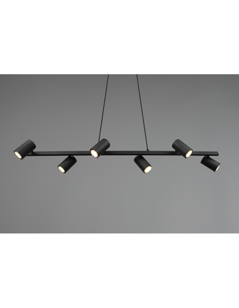 Pendant lamps over the island - Trio MARLEY Modern Pendant 6xGU10 max 35W Black Matte 302400632 - product kolory-swiatla.pl 3