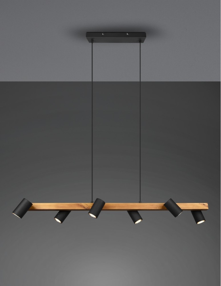 Pendant lamps over the island - Trio MARLEY Modern Pendant 6xGU10 max 35W Black Matte 312490632 - product kolory-swiatla.pl 2