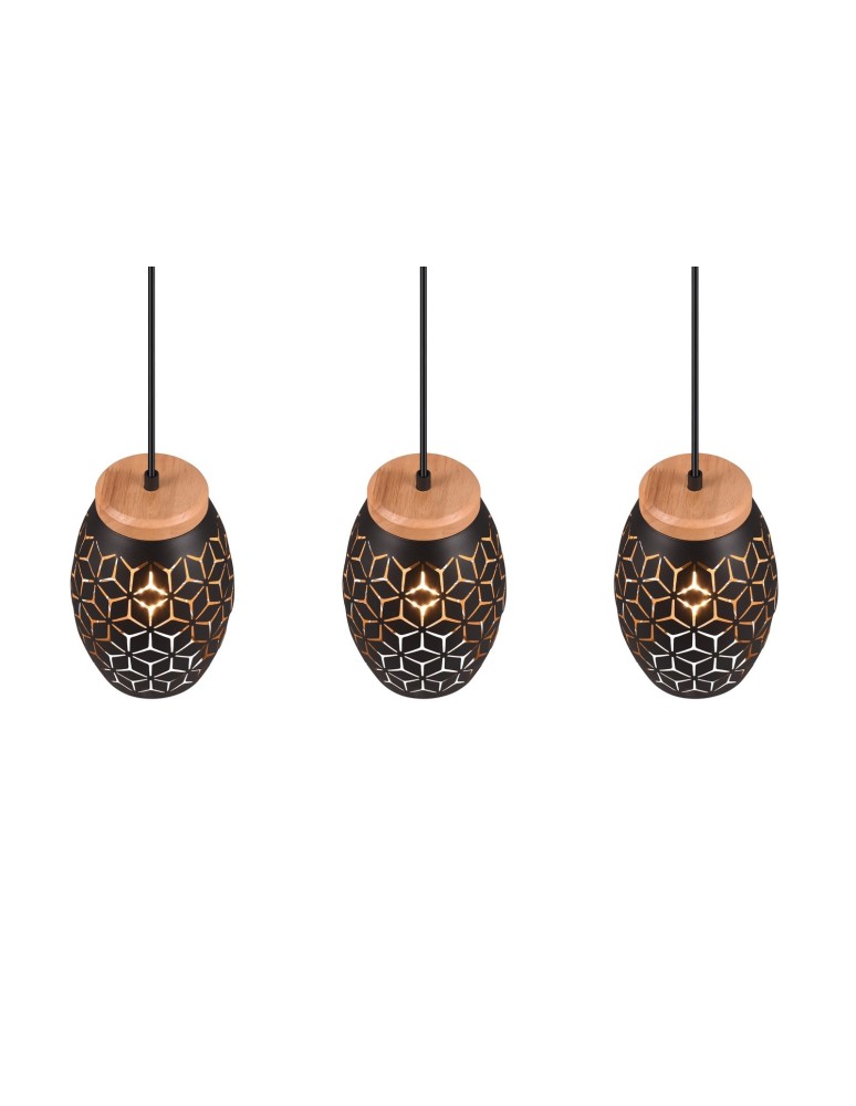 Pendant lamps on a strip - RL BIDAR Pendant Modern 3xE27 max 28W Black, Gold R31573080 - product kolory-swiatla.pl 3