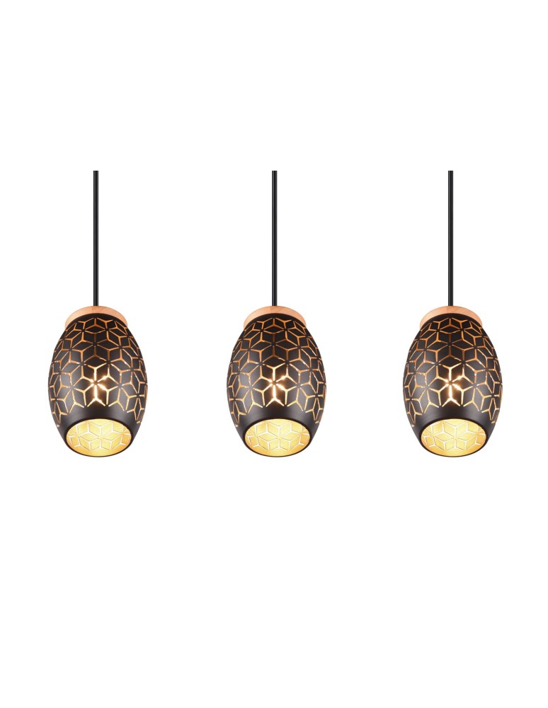 Pendant lamps on a strip - RL BIDAR Pendant Modern 3xE27 max 28W Black, Gold R31573080 - product kolory-swiatla.pl 4