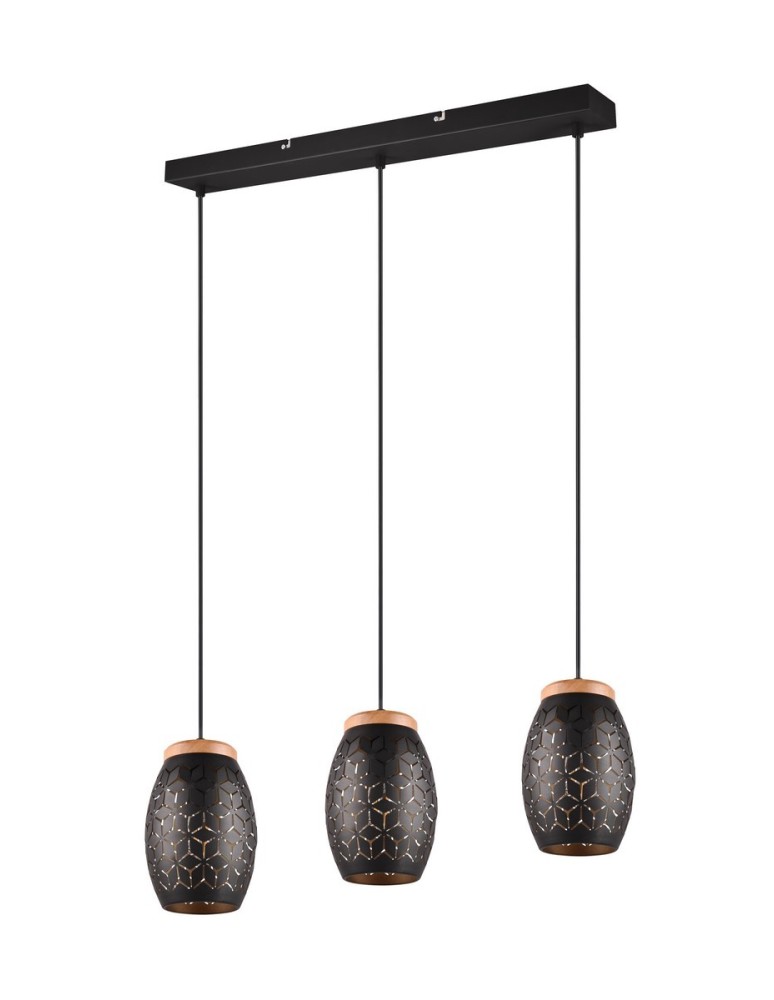 Pendant lamps on a strip - RL BIDAR Pendant Modern 3xE27 max 28W Black, Gold R31573080 - product kolory-swiatla.pl 5