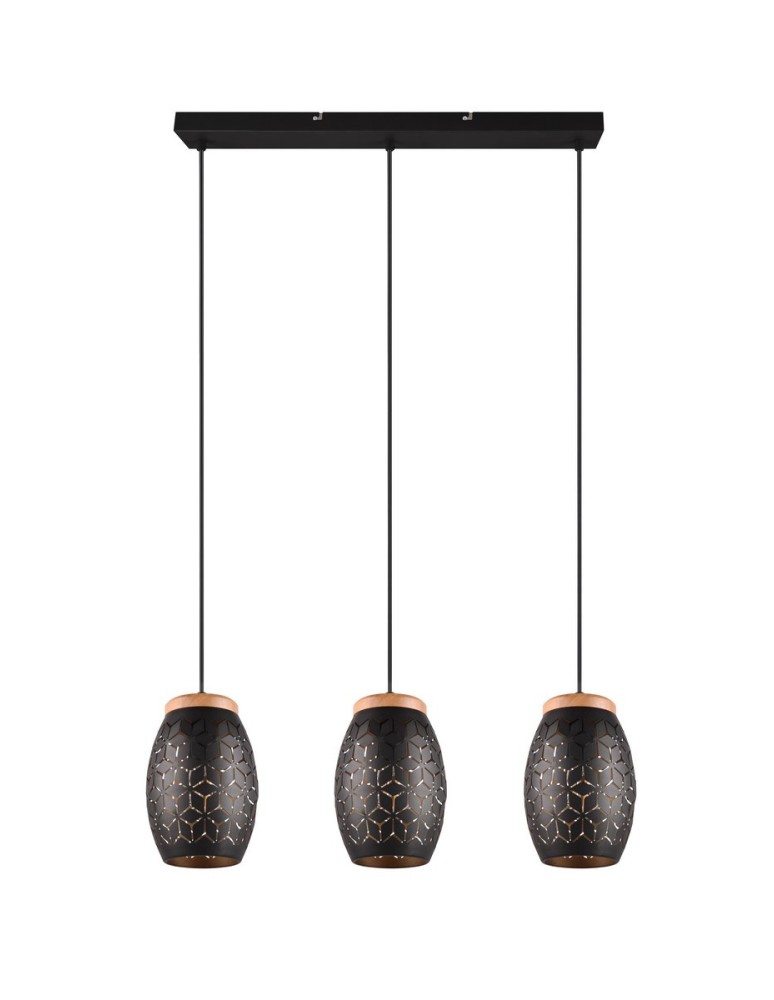Pendant lamps on a strip - RL BIDAR Pendant Modern 3xE27 max 28W Black, Gold R31573080 - product kolory-swiatla.pl 6