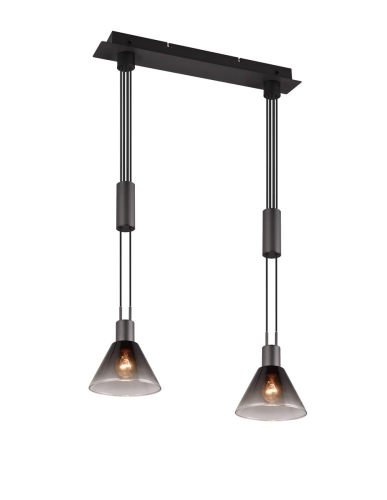 Pendant lamps on a strip - Trio STANLEY Modern Pendant 2xE27 max 40W Black Matte 319500232 - product kolory-swiatla.pl 1
