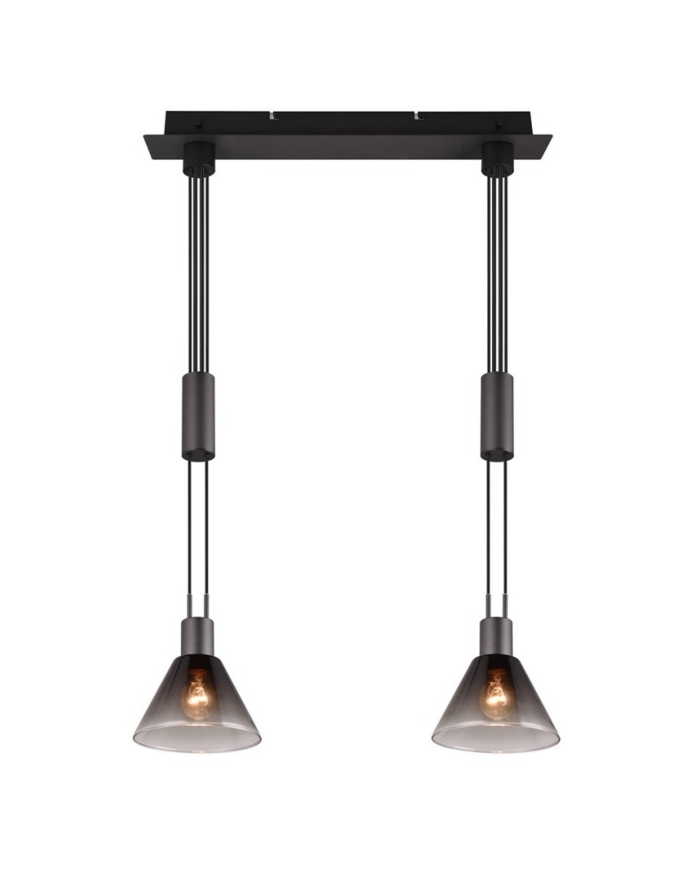 Pendant lamps on a strip - Trio STANLEY Modern Pendant 2xE27 max 40W Black Matte 319500232 - product kolory-swiatla.pl 3