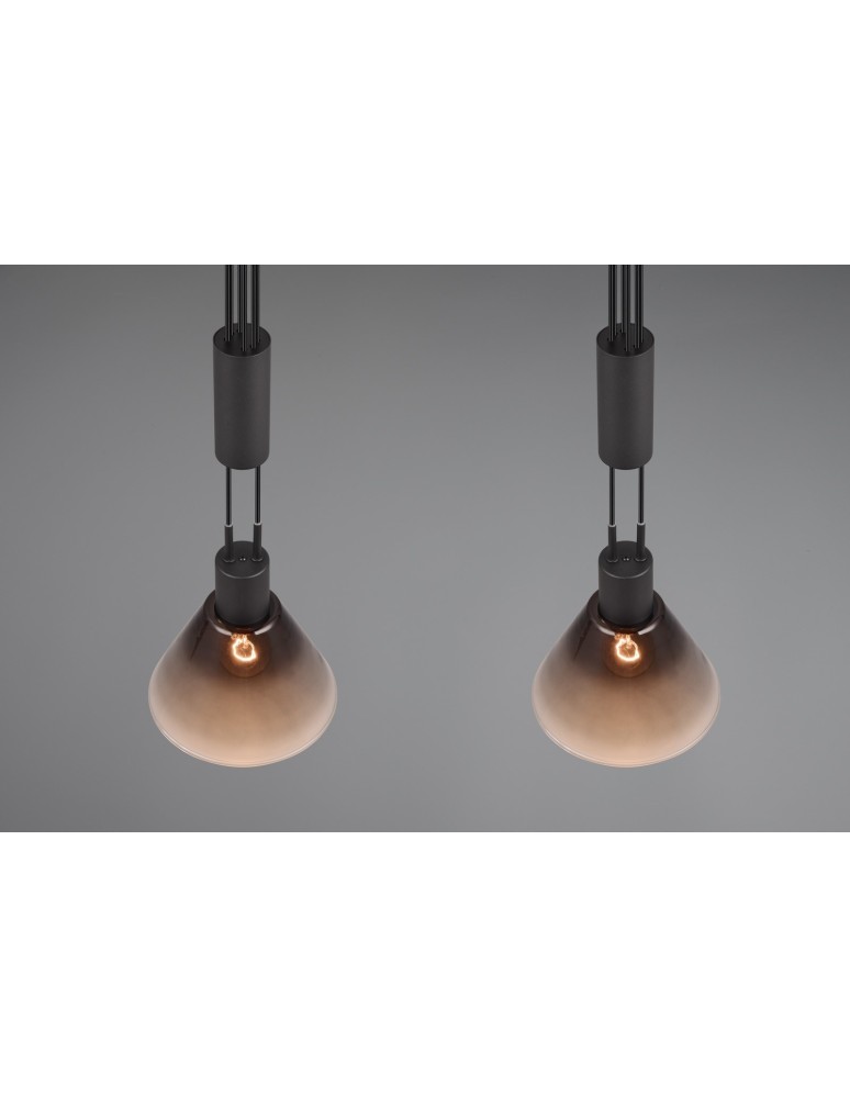 Pendant lamps on a strip - Trio STANLEY Modern Pendant 2xE27 max 40W Black Matte 319500232 - product kolory-swiatla.pl 5
